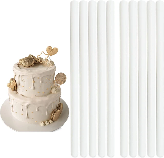 SZXMDKH 10 piezas varillas de toalla para pastel, varilla de soporte para pastel reutilizable de 12 pulgadas blanca