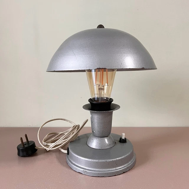 Vintage Light Grey 1963 Soviet Russian USSR Litmashpribor Small Desk Table Lamp
