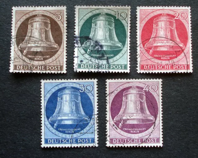 Berlin 1951: Satz "GLOCKE LINKS", MN 75-79, kpl., gestempelt -