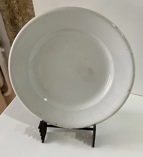Assiette Plate Tres Ancienne Digoin Sarreguemines Blanche Epaisse Shabby Deco 2