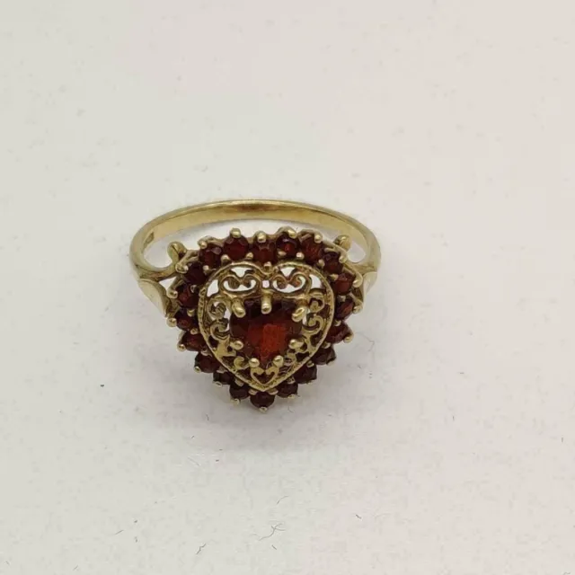 2 Ct Heart Cut Lab-Created Garnet Women Engagement Ring 14K Gold Plated Silver
