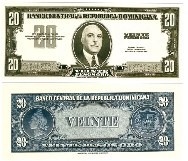 r Reproduction Paper - Dominican Republic 20 Pesos Oro 1958 Pick #83  1829R