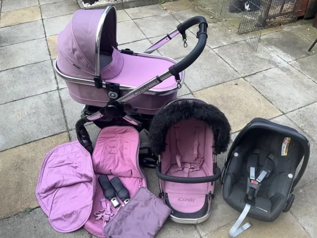 iCandy Peach 3 Pram With Carry Cot And Car Seat Adapters Marshmallow