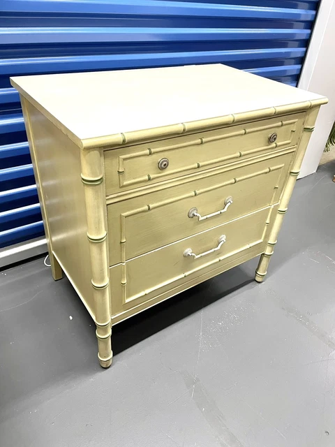 1970s Vintage Thomasville Faux Bamboo Oversized Nightstand/ Chest of Drawers 3