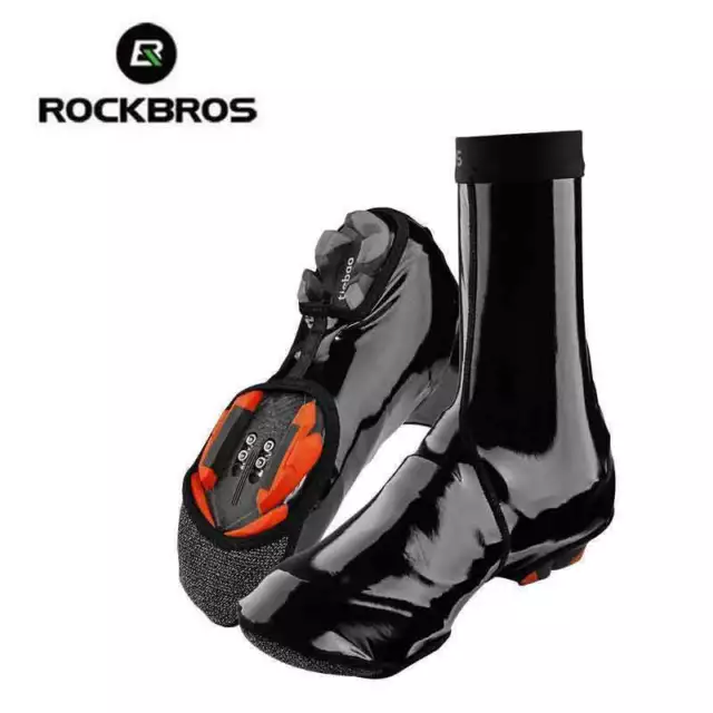 ROCKBROS Waterproof Bright Fleece Shoe Covers Windproof Warm Bicycle Overshoes