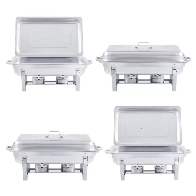 9L/8Q Chafer 4 Pack Chafing Dish Sets Pans Stainless Steel Catering Food Warmer