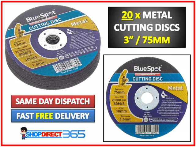20 x NEW METAL CUTTING SLITTING DISCS 75mm (3"/INCH) FOR ANGLE GRINDER UK 19670 2