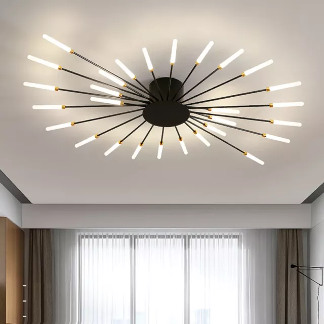 LED Chandelier Lighting Kitchen Pendant Light Bedroom Ceiling Lights Black Lamp