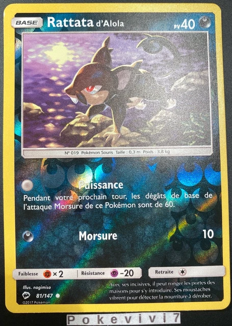 CARTE POKEMON RATTATA D'Alola 81/147 REVERSE Soleil et Lune 3 SL3 ...