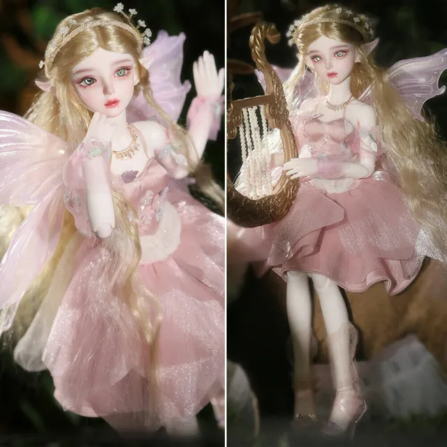 1/4 BJD Doll Resin Ball Joints Elf Angel Girl Eyes Wig Hair Dress Shoes FULL SET