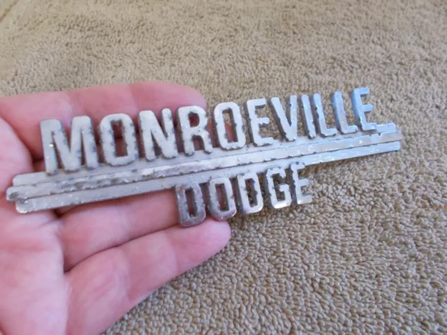 Vtg Dealership Emblem Badge Logo Monroeville Dodge Metal