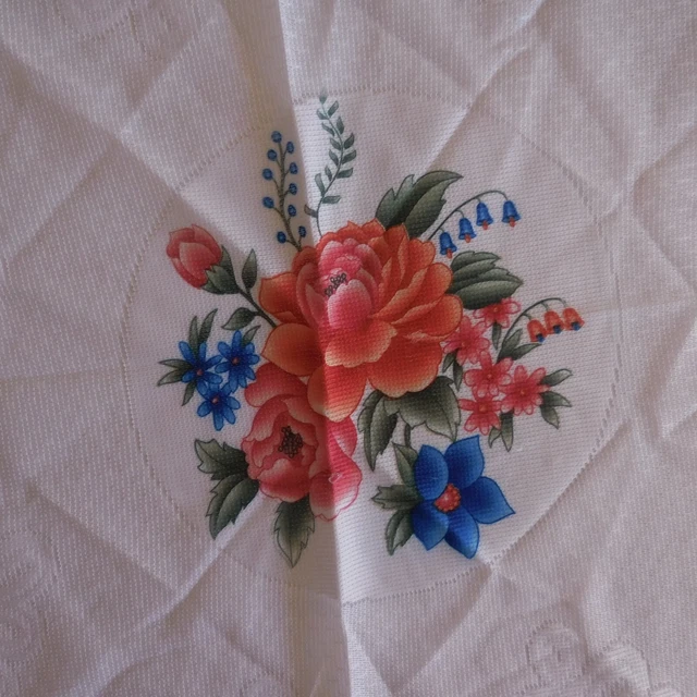 Mantel Redondo Colada de Mesa Encaje Poliéster Vintage Arte Nuevo N3580