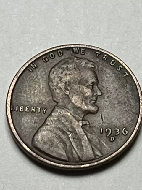 1936 -D  Lincoln Head Penny Wheat Cent. Lincoln Copper Wheat Penny Lot M101