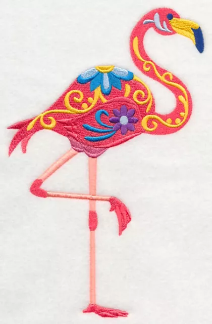 Embroidered Sweatshirt - Flower Power Flamingo M5077