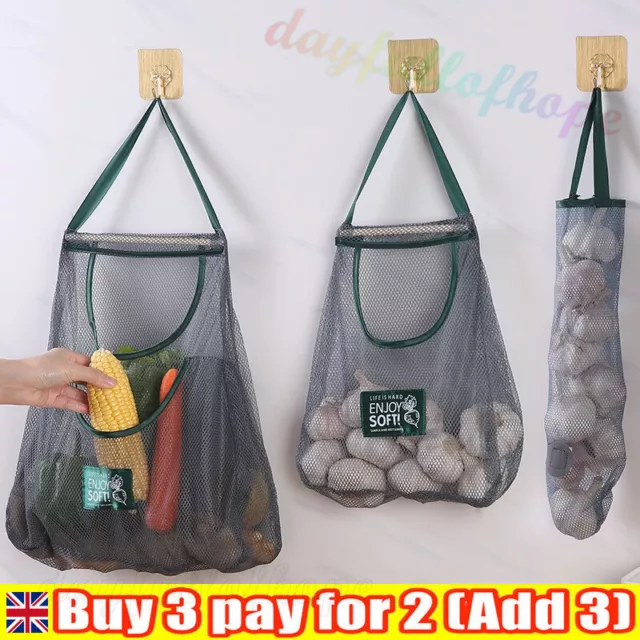 Kitchen Storage Net Bag Vegetable Onion Potato Storage Hanging Mesh Bag♡Reusable