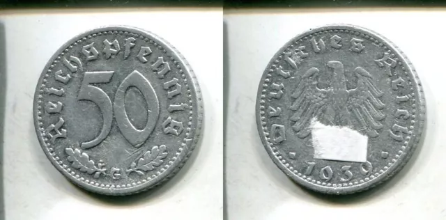 DRITTES REICH 1939 G - 50 Reichspfennig in Alu, ss+