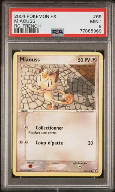 Carte Pokemon Miaouss 69/112 EX Rouge feu Vert Feuille PSA 9 ✨✨