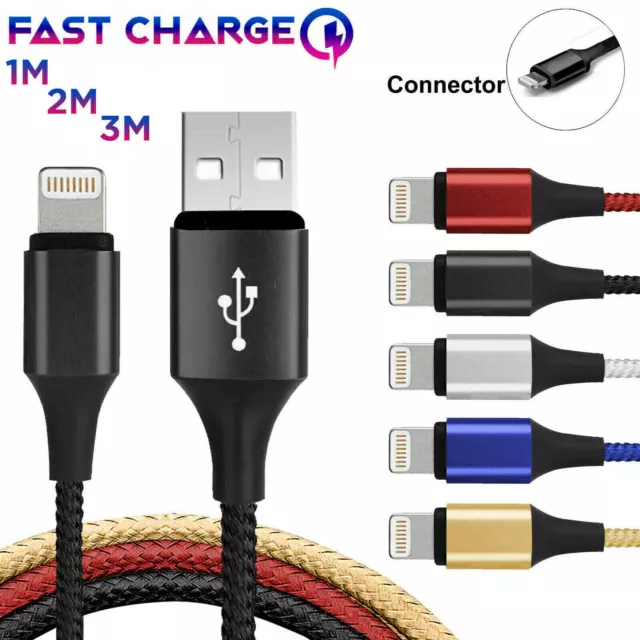 Braided USB Charger Phone Cable Data Cord For iPhone 14 13 12 11 Pro Max 8 7 6 5