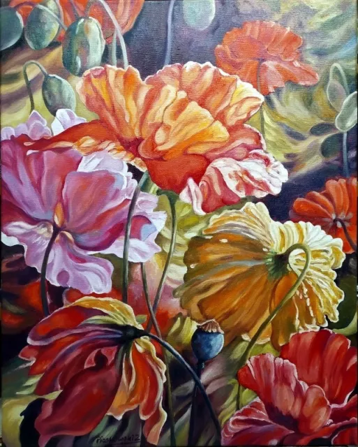 Artist, Europe, Floral & Gardens Oil painting on canvas POPPIES