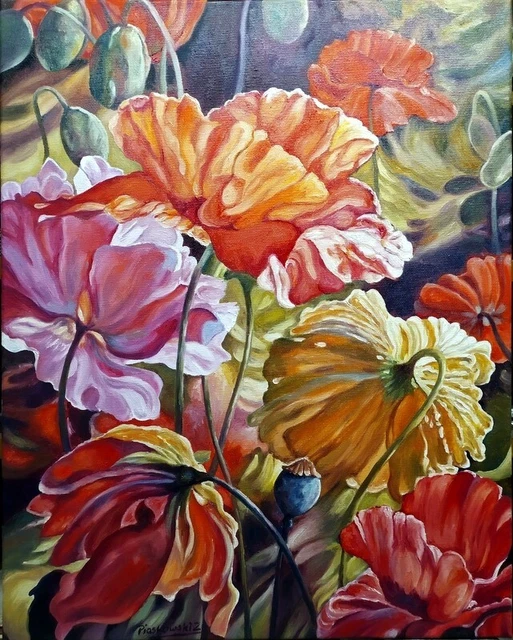 Artist, Europe, Floral & Gardens Oil painting on canvas POPPIES