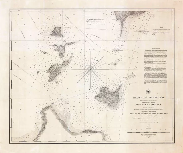 1849 Nautical Map of Lake Erie Islands