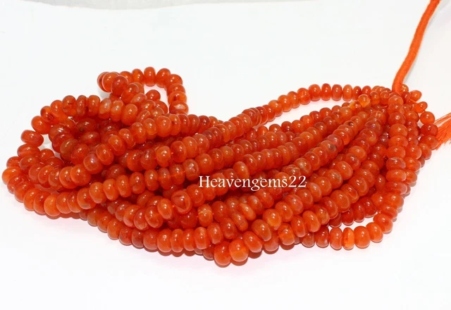 Perles de pierres précieuses rondelles de cornaline orange naturelle AAA...