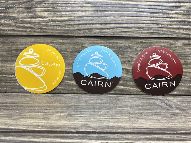 Cairn Bend Oregon Getcairn.com Advertising Round Stickers Decals Yellow Blue Red