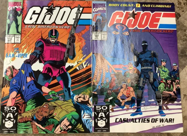 GI Joe #109 #110 Marvel 1991 Comic Books