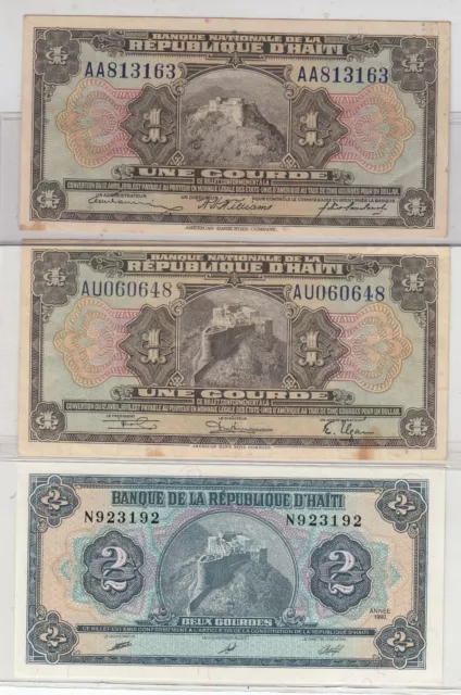 Haiti 1 Gourde 1951-64 & 2 Gourde 1990 UNC