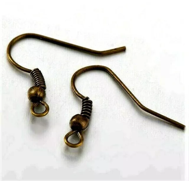 Earring Bronze French Hook Coil Ear Wire Finding Fish Hook Bead Jewelry Making