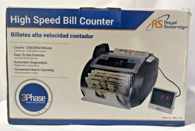 Money Counter Bill Integrated Currency Royal Sovereign RBC-ED200 W/ Box TESTED