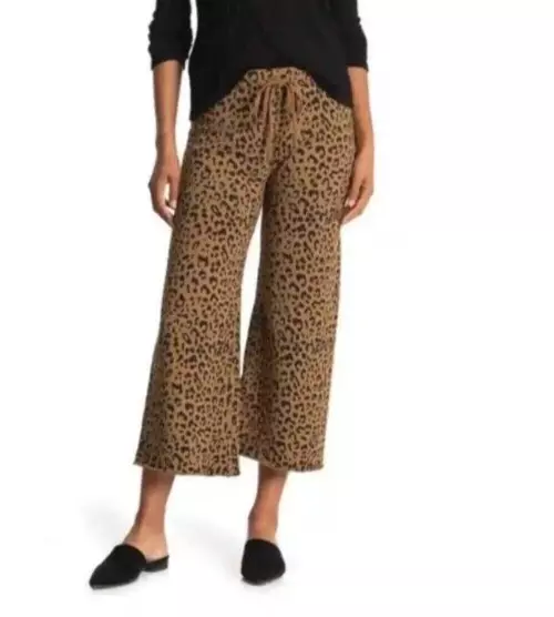 Nili Lotan Kiki Wide Leg Drawstring Leopard Animal Print Sweatpants Size S