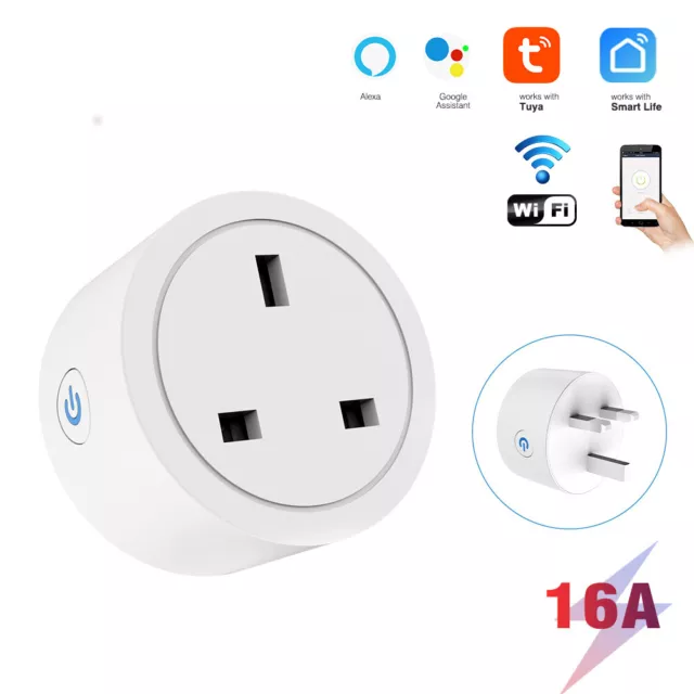 Tuya Smart Plug WiFi Outlet Plug 16A Wireless Power Socket Amazon Alexa Google