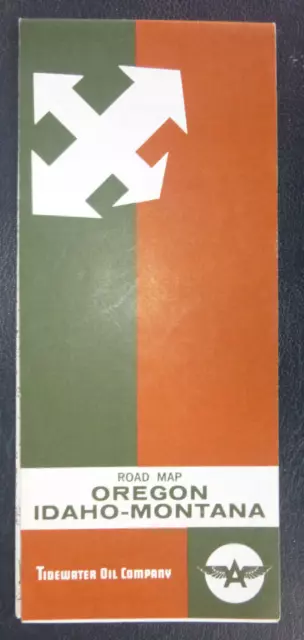 1962  Oregon Idaho Montana  road map Flying A Tidewater oil gas early interstate