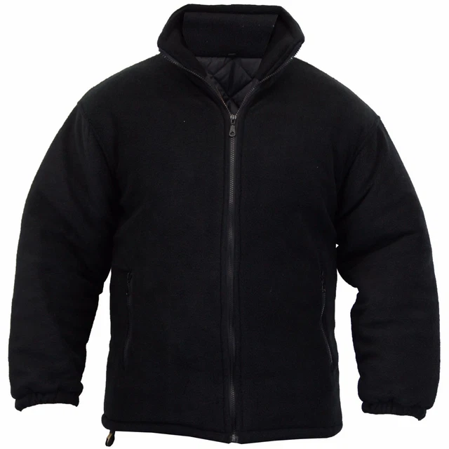 Mens Extra Thick Fleece Heavy Duty Work Jacket Padded Winter  Black Anti Pill