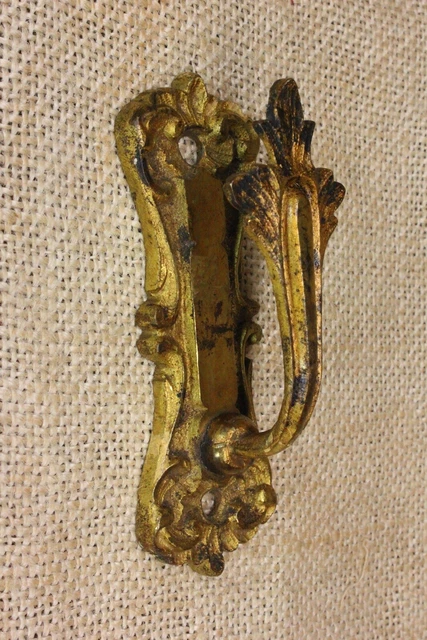 Old Coat Bath Robe Hook Hanger Fancy Curtain Tieback Brass Victorian Leaf Ferns