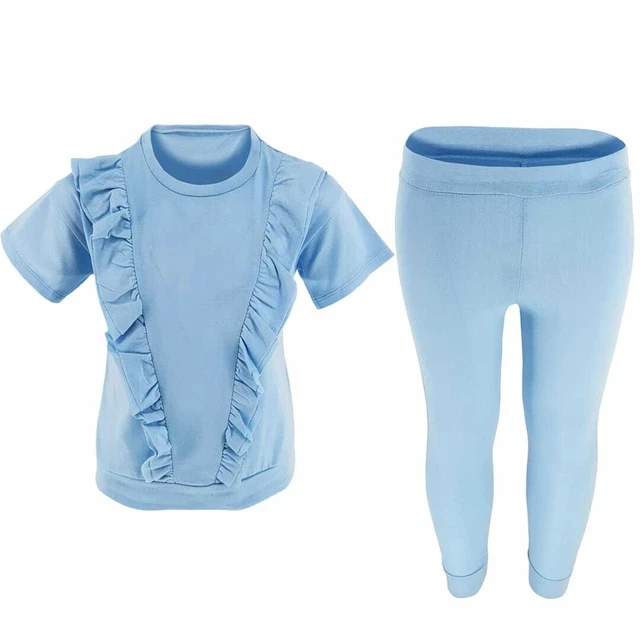 Girls Kids Lounge Wear Sets  Ruffle Frill Two Piece Track Lounge Suit 3M -12 Yrs