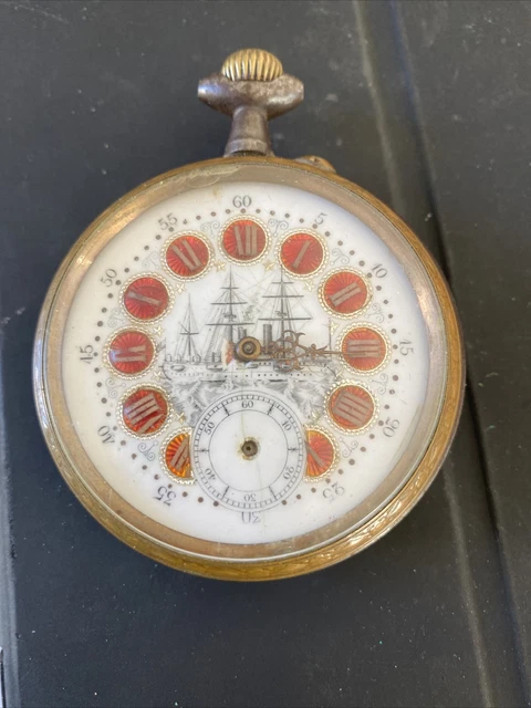 Régulateur De Montre De Poche Ancien - Mécanique à Remontage Automatique - Superbe Décor Peint