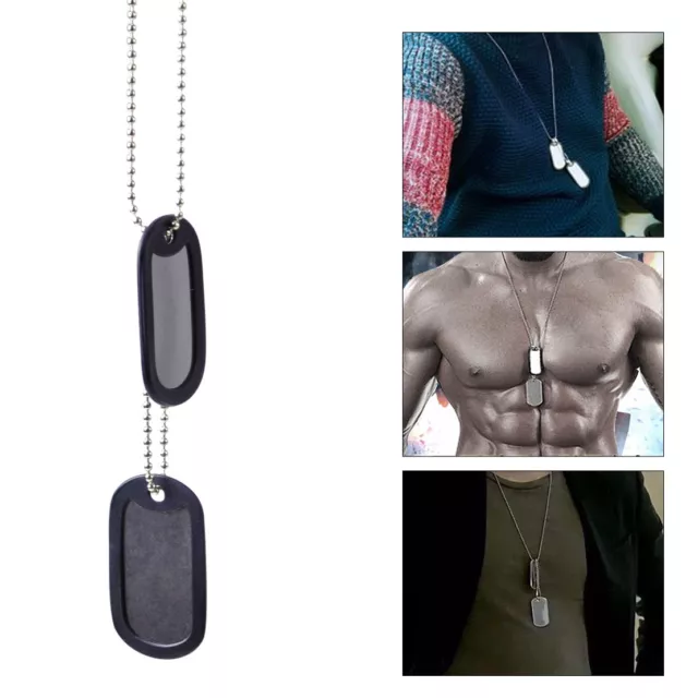 2x Military Army Blank Pendant Dog Tag Pet Puppy Cat ID w/ Stainless Steel Chain