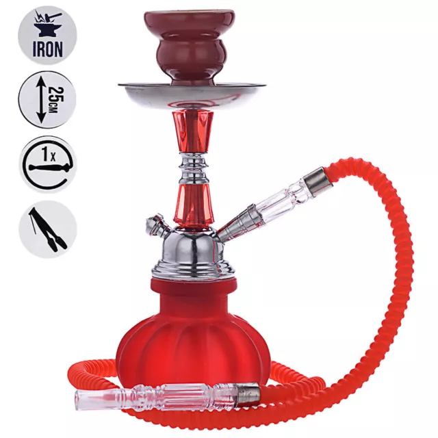 Wasserpfeife Shisha Nargile Set ca.25cm Orientalisch Hookah mit Schlauch rot