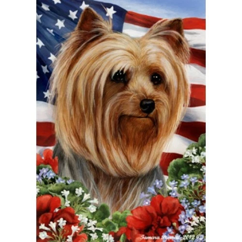 Patriotic (1) House Flag - Yorkshire Terrier Yorkie 16010