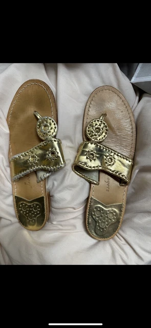 Jack Rogers Women's Jack Navy + Gold Leather Medallion Sandals Size 10 M