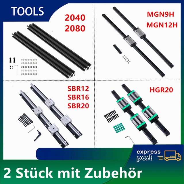 2PZ SBR10/12/16/20 HGR120 MGN9H MGN12H guida lineare 2040 2080 profilo alluminio CNC