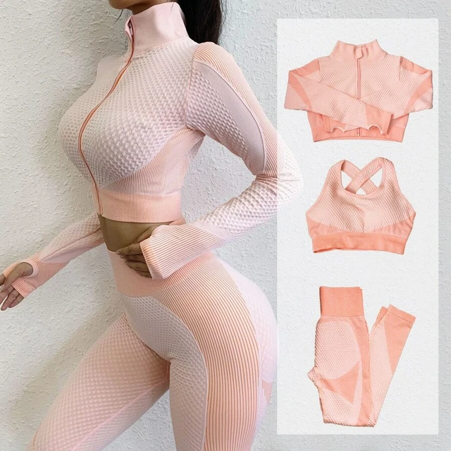 Set fitness top leggings da donna per ginnastica palestra donna yoga allenamento