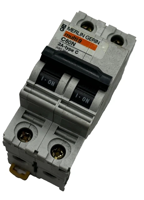 Merlin Gerin Multi 9 C60N Circuit Breaker 2 Pole 2A Type C 480V ✅ Merlin Gerin Multi 9 C60N Circuit Breaker 2 Pole 2A Type C 480V ✅