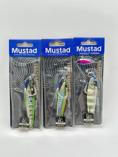 Mustad Tracershot 25 GRAMS & 30 GRAMS Vertical Slow Pitch Jigs LOT OF 3