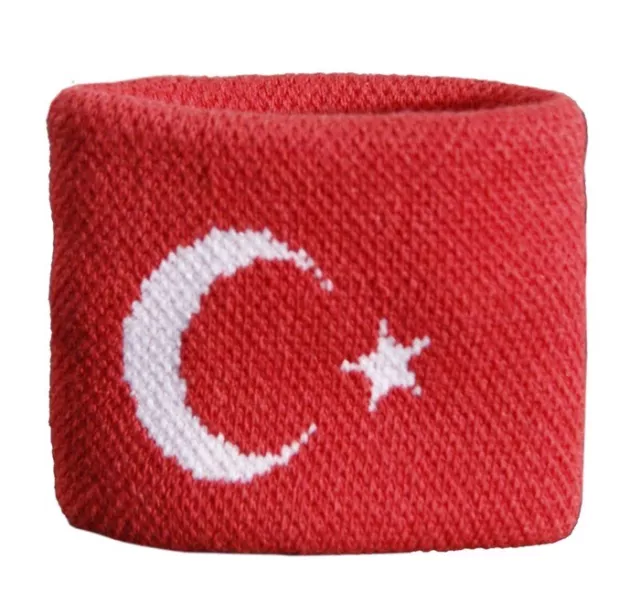 Schweißband Fahne Flagge Türkei 7x8cm Armband für Sport 2er Set