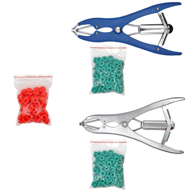 ANIMAL CASTRATION PLIERS with 100 Pieces Castrator Rings Tail ...