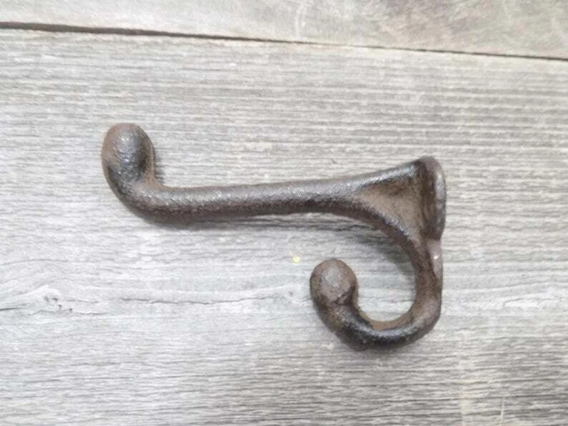 Antique Cast Iron Wall Hooks Mounted Entryway Coat Hat Towel Hanging Vintage