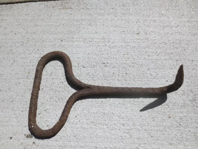 Antique  Hand Forged Vintage Blacksmith Wrought Iron Hay Bale Hook  Primative